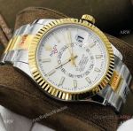 DR Factory Rolex Sky-Dweller 42mm Watch Two Tone White Face